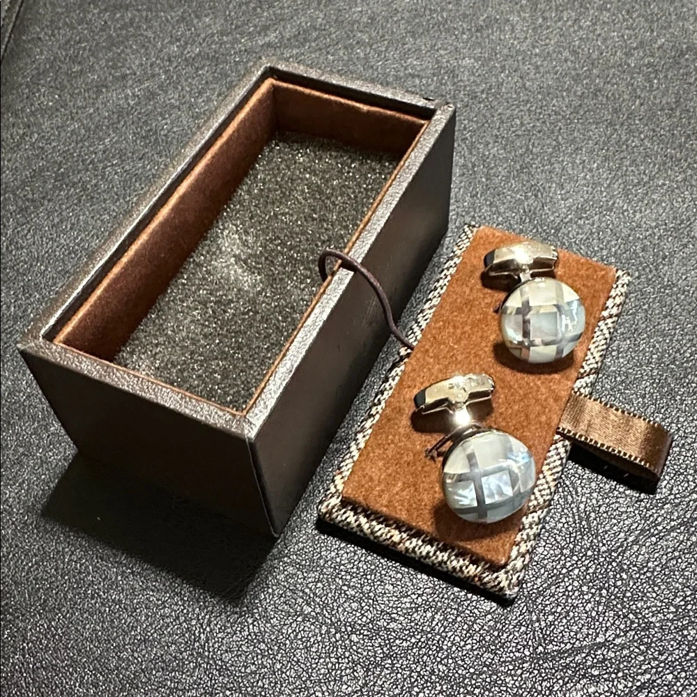 Joseph Abboud Checkered Mother Of Pearl Cufflinks